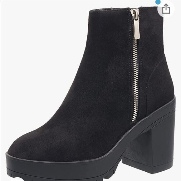 French Connection Jasmine Black Lug Sole Side Zip Ankle Booties Size 10 - Picture 10 of 10